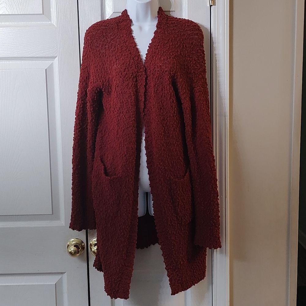 Zenana  Outfitters   rust color popcorn open front cardigan  Sz M NWOT